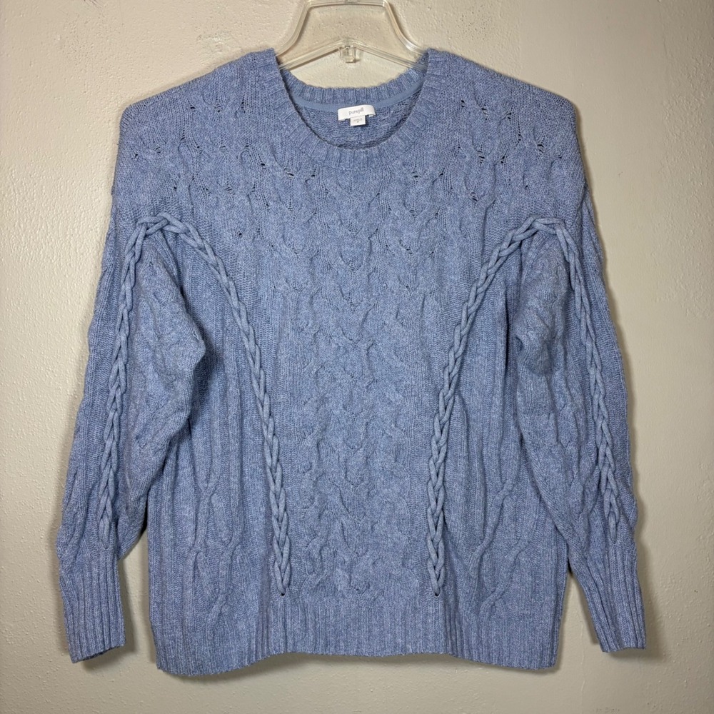 Pure J. Jill Women Blue Cable Knit Braided Pullover Sweater SSW335761 Size M